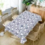 60x120inches Rectangle Tablecloth Blue and White Porcelain Floral Mexican Talave... - Image 6