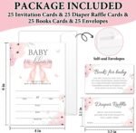 Set of 25 Baby Shower Invitations for Girl & Boy, Pink Bow and Floral Gender Rev... - Image 3