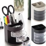 Multipurpose Pen Organizers with 3 Clear Rotatable Drawer, Easy Access Space Sav... - Image 3