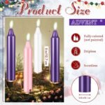 Patelai Set of 40 Pcs Advent Candles 5 Inch x 3/4 Inch Unscented Purple Pillar C... - Image 3