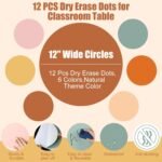 Lincia 12 Pcs 12 '' Dry Erase Dots for Classroom Table Classroom Decor Boho Colo... - Image 3