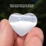 [1] One Charged 2" Peruvian Angelite Crystal Hand-Carved Pocket Heart [450 Carat... - Image 4