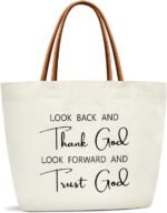 Canvas Tote Bag For Women, Thank God and Trust God Reusable Grocery Shoulder Bag... - Image 2