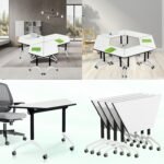 Folding Conference Table,Modular Conference Room Tables with Silent Wheels,Durab... - Image 2