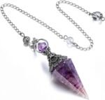GEHECRST Natural Amethyst Healing Crystal Dowsing Pendulum Reiki Gemstone Chips ... - Image 2