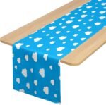 Oudain Cartoon Table Runner 13 x 72 Inch Blue Sky White Cloud Tablecloth Party S... - Image 2