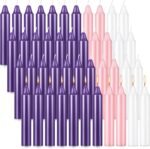 Patelai Set of 40 Pcs Advent Candles 5 Inch x 3/4 Inch Unscented Purple Pillar C... - Image 2