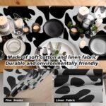 5 Pcs Cow Print Table Runner 13x72 in Linen Black and Gray Cow Print Tablecloth ... - Image 4