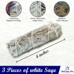 White Sage Sticks Pack of 3, Sage Smudge Kit 4'' Long Dried Sage Sticks for Medi... - Image 4