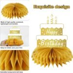 Happy Birthday Table Decorations, 8Pcs White Gold Birthday Decorations for Women... - Image 5
