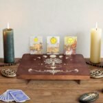 Tree of Life Altar Table with Tarot Card Holder, Small Wooden Meditation Table A... - Image 3