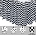 2 Pack White and Black Table Skirt Racing Car Party Decorations Plastic Checkere... - Image 3