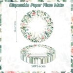 Paper Placemats Disposable 50 Pack Pink Floral Eucalyptus Placemats 13.4 Inch Ro... - Image 3