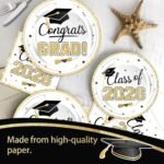 320Pcs Graduation Table Decorations Party Supplies - White Gold Graduation Plate... - Image 3