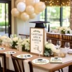 320Pcs Graduation Table Decorations Party Supplies - White Gold Graduation Plate... - Image 6