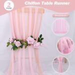 2 Packs 10ft Blushing Pink Chiffon Table Runner 30 x 120 Inches Romantic Sheer T... - Image 5