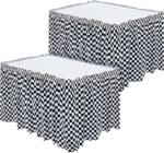 2 Pack White and Black Table Skirt Racing Car Party Decorations Plastic Checkere... - Image 2
