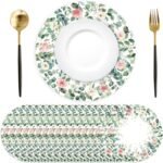 Paper Placemats Disposable 50 Pack Pink Floral Eucalyptus Placemats 13.4 Inch Ro... - Image 2