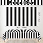 4 Pcs Black and White Stripes Tablecloths, Black Stripe Table Cover, Plastic Tab... - Image 3