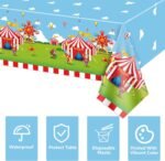 4 Pack Circus Theme Tablecloths, 51x87'' Carnival Plastic Disposable Rectangle T... - Image 7