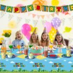 3PCS Video Game Tablecloth, Super Brother Plastic Tablecover Disposable Table Co... - Image 3
