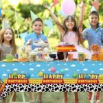 3 Pack Cartoon Story Birthday Party Supplies Cow Pattern Printed Table Cover Blu... - Image 8