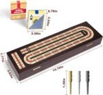Cribbage Board Game Set, Premium Wooden Board with Magnetic Lock and Metal Pegs,... - Image 3