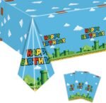 3PCS Video Game Tablecloth, Super Brother Plastic Tablecover Disposable Table Co... - Image 2