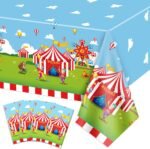 4 Pack Circus Theme Tablecloths, 51x87'' Carnival Plastic Disposable Rectangle T... - Image 2