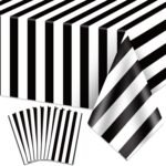 4 Pcs Black and White Stripes Tablecloths, Black Stripe Table Cover, Plastic Tab... - Image 2