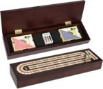 Cribbage Board Game Set, Premium Wooden Board with Magnetic Lock and Metal Pegs,... - Image 2