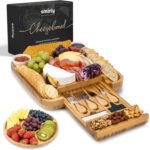 SMIRLY Charcuterie Large Bamboo Cheese Board Set for Serving - House Warming Gif... - Image 2