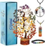 Seven Chakra Healing Crystal Tree Kit with 7 Chakra Bracelet and 2 Pendant Neckl... - Image 2