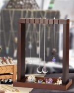 Moon Phase Pendulum Display Stand with Tray, Wood Wiccan Crystal Holder for Up 1... - Image 8