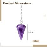 6 Pcs Crystal Pendulum Set, Natural Gemstone Hexagonal Cone Pendant, Includes Bl... - Image 3