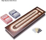 AMEROUS Wooden Cribbage Board Game Set with Magnetic Lock - Metal Pegs - 2 Playi... - Image 3