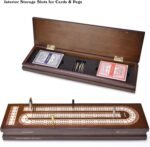 AMEROUS Wooden Cribbage Board Game Set with Magnetic Lock - Metal Pegs - 2 Playi... - Image 4