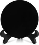 Black Obsidian Scrying Mirror, Black Obsidian Feng Shui Mirror with Stand and St... - Image 3