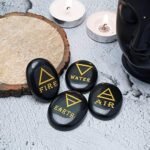 Crocon 4 Elements Black Tourmaline Stones Engraved Triangle Symbols (Earth Air F... - Image 3