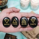 Crocon 4 Elements Black Tourmaline Stones Engraved Triangle Symbols (Earth Air F... - Image 4