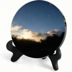 Black Obsidian Scrying Mirror, Black Obsidian Feng Shui Mirror with Stand and St... - Image 2