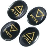 Crocon 4 Elements Black Tourmaline Stones Engraved Triangle Symbols (Earth Air F... - Image 2